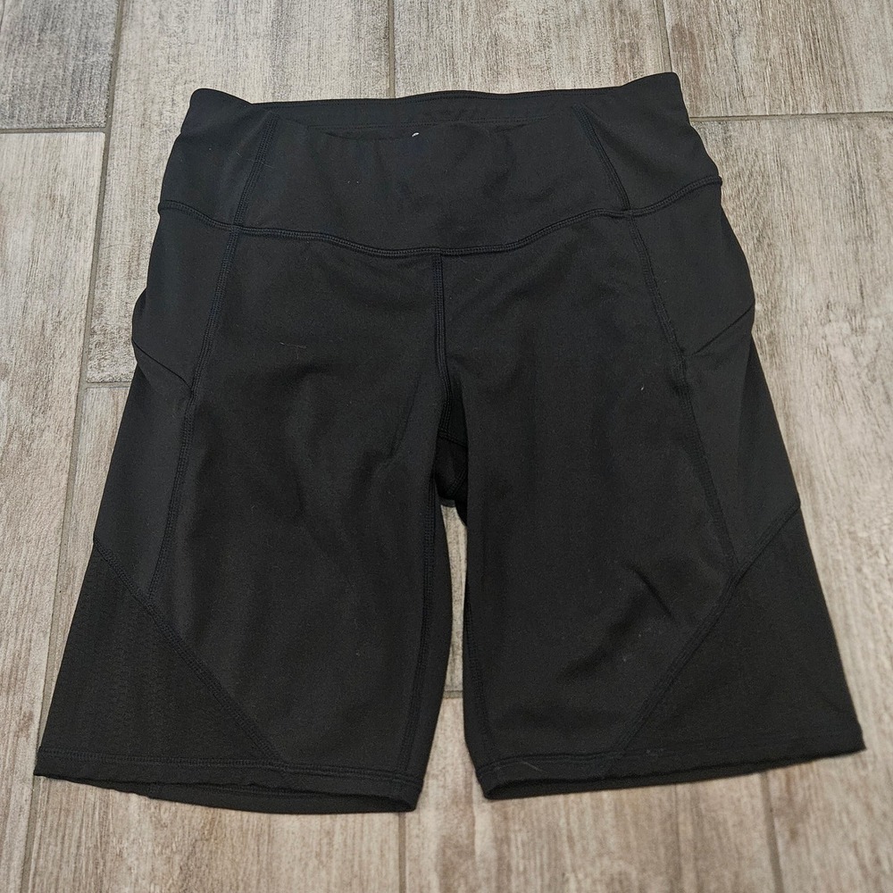 Athleta Biker Shorts Size S Black Mesh Pocket Athletic Cycling Running Workout